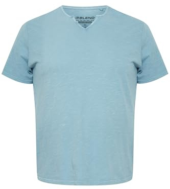 Blend BHBtee Herren T-Shirt Shirt mit V-Ausschnitt 100% Baumwolle Regular fit, Größe:4XL, Farbe:Dusty Blue (164010)