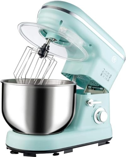 Robot da Cucina 1000 W, Robot da Cucina a 5 velocità da 5 Litri con Gancio per impastare, Frusta e frullino per impastare Ciotola per impastare e paraspruzzi Rimovibile,Blu