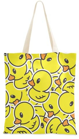 Tragetasche aus Segeltuch mit Tierente, niedliche Gummi-Ente, Tragetasche mit Taschen, Gastgeberin, Geschenke für Frauen, einfarbige Tragetasche, Siehe Abbildung, Einheitsgröße