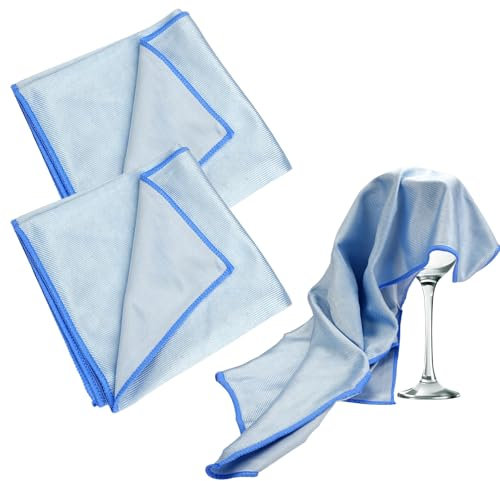 TESSTSY 2 Verres à Vin Chiffons 40x60 cm, Chiffon Microfibre de Verre, Chiffon Vitre sans Trace, Chiffons de Polissage en Microfibre pour des Verres et Surfaces Très Brillants/Sensibles