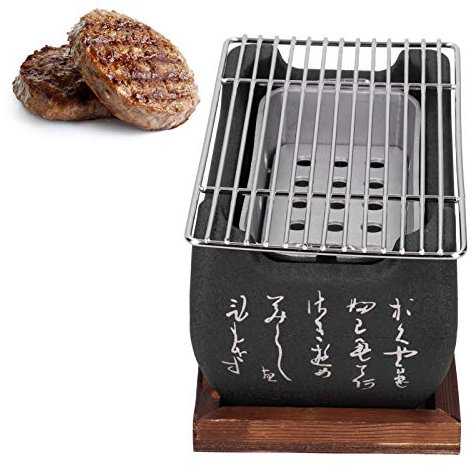 Japanese BBQ Grill, Portable Barbecue Stove with Wire Mesh Grill and Base BBQ Tools Accessories for Yakiniku, Yakitori, Takoyaki
