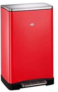 Wesco Big Double Boy Abfallsammler in der Farbe rot, pulverbeschichtetes Stahlblech, zwei getrennte 18 Liter Einsätze aus Kunststoff, Edelstahl-Fußtritt, Befestigung für Müllbeutel