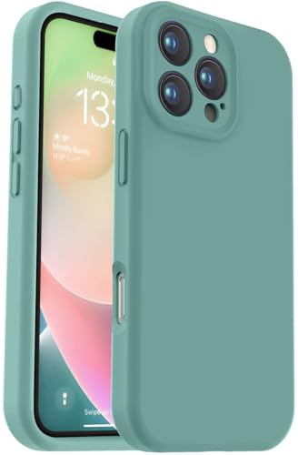 Vooii Compatible with iPhone 16 Pro Case, Liquid Silicone Upgrade [Camera Protection] [Fit for Battery Charger Cases] Shockproof Phone Case for iPhone 16 Pro 6.3 inch - Pine Green