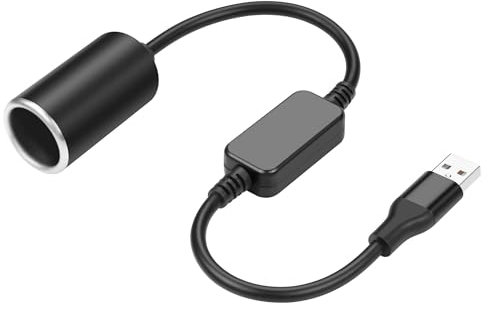 GINTOOYUN 24W USB A maschio a 12V Sigaretta accendisigari Booster Cavo di alimentazione Adattatore per Dash Cam, GPS, strisce luminose a led auto e altre elettroniche automobilistiche(0.98FT/0.3M)