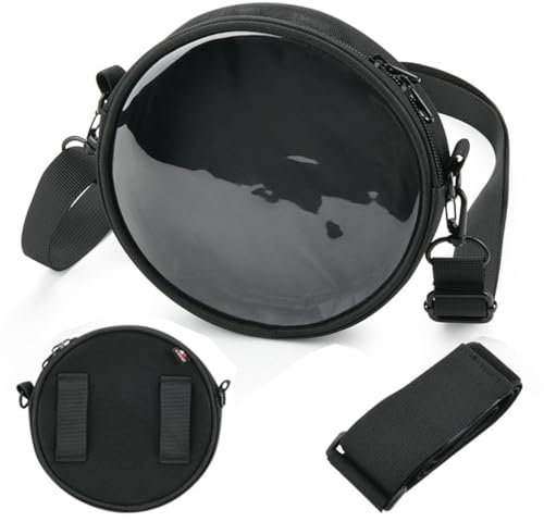Universal 6 CD Player Storage Bag - Protective Case with Transparent Window, Crossbody Bag Carrying Case with Adjustable Shoulder Strap & Waist Belt (Black)