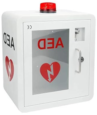 Defibrillationsalarmbox für Herzklappen, AED-Defibrillatorschrank, wandmontierter Erste-Hilfe-Koffer, Defibrillator-Aufbewahrungsbox mit Licht und Alarm, Erste-Hilfe-Set für Zuhause, Schule und Büro