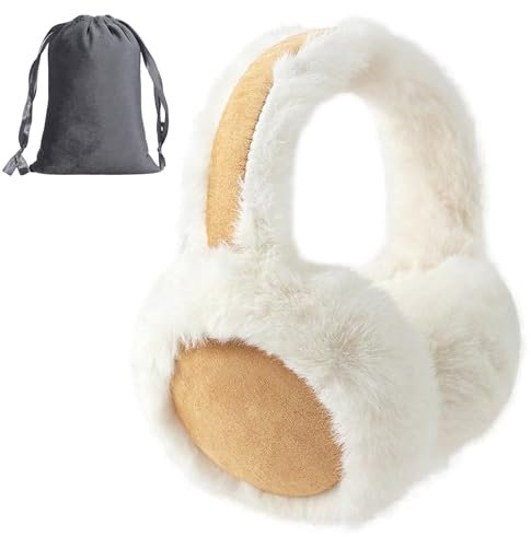 Cache-oreilles pour femme - Cache-oreilles d'hiver pour fille et femme - Cache-oreilles en peluche moelleux et chaud - Cache-oreilles tendance et douillet pour les femmes, crème, taille