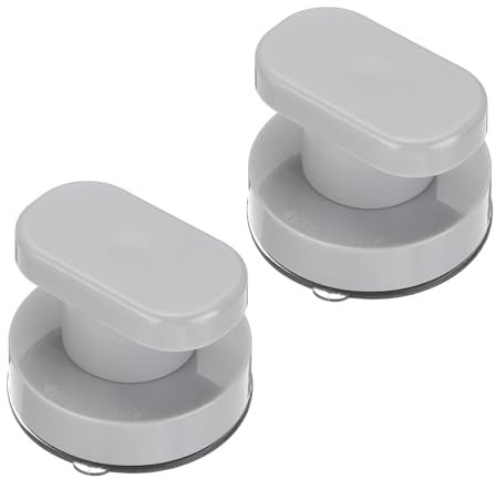 sourcing map 2Pcs Suction Cup Glass Mirror Door Handle, Door Shower Handle, Self-Stick Instant Push Pull Armrest for Window, Cabinet, Toilet(Grey, 62x50mm)
