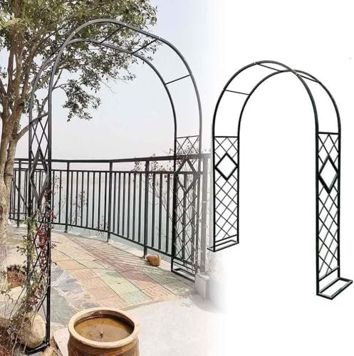 Arche de jardin en métal pour plantes grimpantes - Pergola d'extérieur robuste avec revêtement en poudre - Arche de jardin pour rosiers et vignes - Noir (l 300 x H 230 cm)