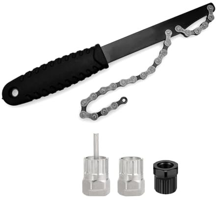 JZK Látigo de cadena de bicicleta, herramienta de bloqueo de casete de bicicleta, kit de tirador de piñón, extractor de anillo de tornillo de piñón, herramienta de extracción de cassette, cadena de