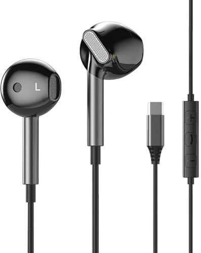 MUNSKT type c earphones wired for iPhone 16Pro Max, USB C Headphones for Samsung Galaxy S24 Ultra, In Ears Wired Earphones USB C for OnePlus 10T/10 Pro (Black)