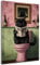 ZQQART Pink Bathroom Cat Canvas Wall Art Funny Black Cat Reading Newspaper on Toilet Picture Prints Bathroom Animal Poster (Pink,12.00 x 18.00)
