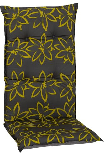 Beo Gartenstuhl-Auflagen Niedriglehner | Made in EU | Stuhl-Auflage UV-beständig, waschbar & atmungsaktiv | Barcelona-Serie | Auflage für Gartenstühle mit Blumen in Grau & Gelb