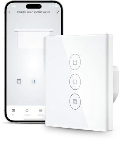 HEUXGIR Interruptor de persiana inalámbrica, control de persianas Smart Home, compatible con Alexa/Google Home/Smart Life, temporizador y control de voz, requiere cable cero, paquete de 1