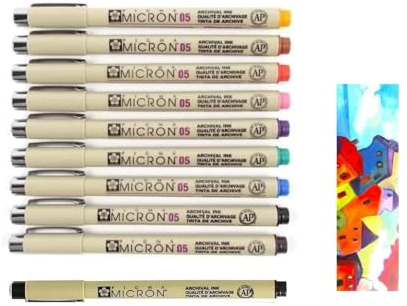 Pigma MICRON Sakura Set mit 9 Farben Größe 05 + 1