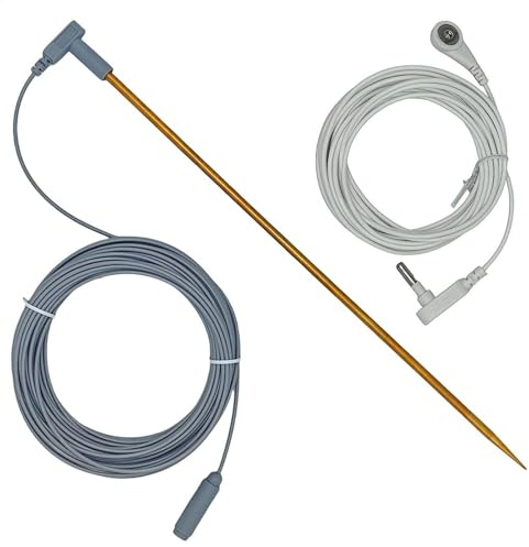 Kit de varilla de toma de tierra, varilla de toma de tierra de cobre, cable de toma de tierra de cobre de 12,19 m (40 pies) con cable | Kit de varilla de toma de tierra de cobre con cable de 12,19 m