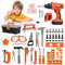 49PCS Boite a Outils Enfant Jouet 3 4 5 6 7 Ans,Caisse a Outil Malette Outils Bricolage avec Perceuse Électrique Jeux Construction Éducatif Montessori STEM Cadeau Anniversaire Garçon Fille