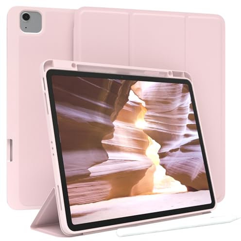 EAZY CASE - Schutzhülle mit Stifthalter für iPad Air 13 M3 (2025) Case 13 Zoll Hülle mit Stifthalterung Tablet Cover Touchpen Smartcase aufstellbar Klappcase Auto Sleep Wake Up Etui Rosé-Gold