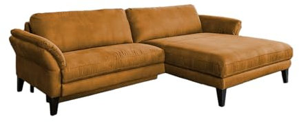 KAWOLA Ecksofa Big mit Relaxfunktion Malta Sofa, Stoff Cognac, Recamiere Rechts, Relaxsofa, Motorische Funktion