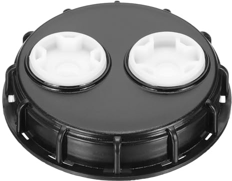 sourcing map IBC Tote Lid Cover 6.4 Inch, Plastic Water Liquid Tank Cap with Double Vent Hole & Gasket for Food Chemical Industries Storage (Black)