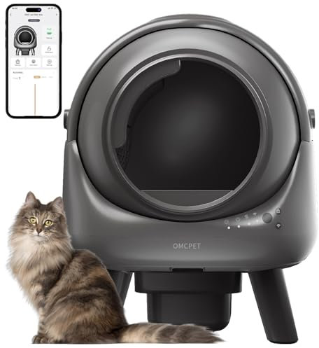 Selbstreinigende Katzentoilette für mehrere Katzen, Automatische Katzentoilette mit APP-Steuerung, Selbstreinigungsroboter mit Multi-Cat-Kompatibilität und Gesundheitsüberwachung (grau)