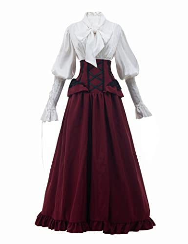 CR ROLECOS Regency-Kleid für Damen, Puffärmel, Empire-Taille, viktorianisches Teeparty-Kleid