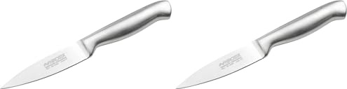 Nirosta 41836 Couteau de cuisine, Couteau de découpe, Couteau à légumes, Lame de 8,5cm, Argenté, Acier inoxydable, 20x2cm (Lot de 2)
