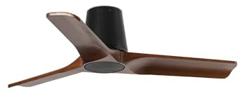 Faro Heywood Tub Piccolo ventilatore da soffitto a 3 pale nero opaco, noce