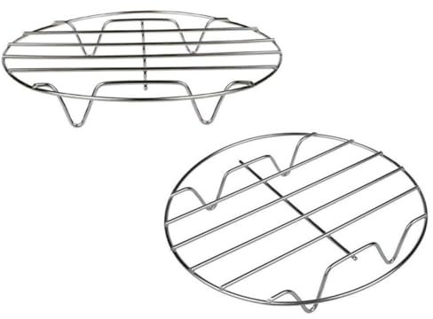 2pcs 7 Inch Air Fryers Basket Tray Stainless Steel Cooking Rack Multifunctional Steaming Racks Kitchen Supplies