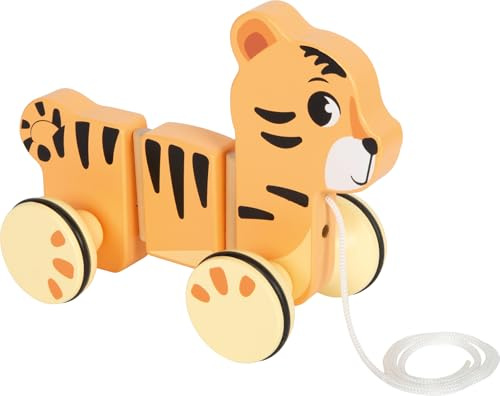 small foot Pull-along Tiger ‘Safari’, flexible tiger made from FSC® 100% certified wood, for ages 12+ months, 12733