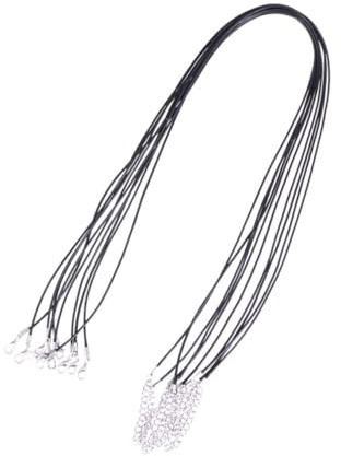 HAPINARY Lot de 10 Cordon De Collier Ciré 60 cm avec Fermoir Mousqueton Et Chaîne D'Extension Cordon Similicuir pour Pendentifs Breloques Perles Et Bijoux DIY