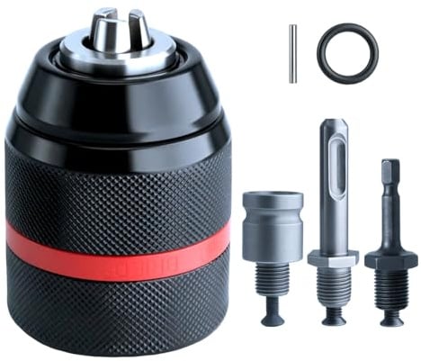 1/2-20 Keyless Drill Chuck Adapter 3-in-1 for Impact Driver | 1.5-13mm capacity. Includes 1/4 Hex, 1/2 Sq & 3/8 SDS-Plus. Fits impact drivers, wrenches & rotary hammers