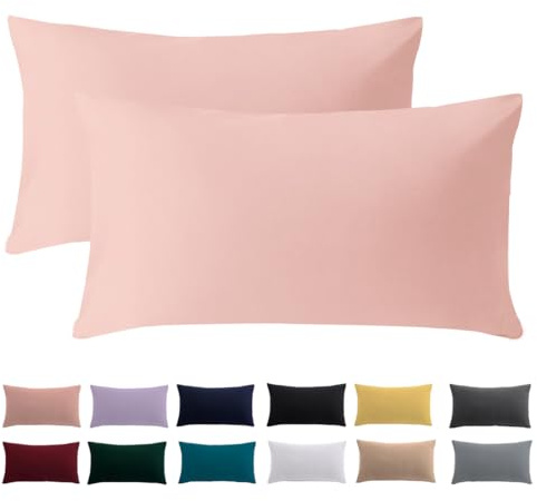 Beqnat Kissenbezug 40 x 80 2er Set, Kopfkissenbezug Hellrosa | 100% Mikrofaser Kopfkissenbezug 40x80 mit Reißverschluss, Weich Kissenhülle Für Kissen, Bügelfrei & Knitterfrei, Waschbar