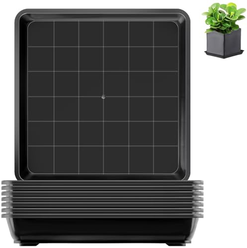 8 Stück Blumentopf Untersetzer Eckig 15x15cm Quadratische Untersetzer Blumentopf Schwarz Blumenuntersetzer Pflanzschale Eckig Flach Kunststoff Pflanzen Untersetzer für Outdoor Indoor Pflanzkübel