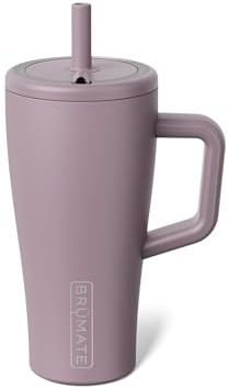 BrüMate Era 20 oz Tumbler with Handle and Straw | 100% Leakproof Insulated Tumbler with Lid and Straw | Made of Stainless Steel | Cup Holder Friendly Base | 20oz (Lilac Dusk)