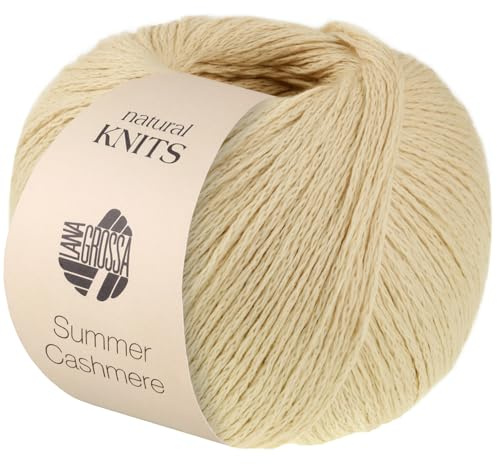 LANA GROSSA Summer Cashmere| Feines Kettengarn aus Baumwolle und Kaschmir | Handstrickgarn aus 90% Baumwolle & 10% Cashmere | 5g Wolle zum Stricken & Häkeln | 210m Garn FB 26