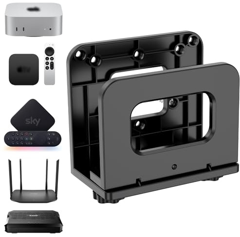 sciuU Universellt Justerbart Väggfäste för WiFi-router, TV-box & Mini PC - VESA-fäste för Mediaspelare, Modem, Mac Mini - Platsbesparande Hållare för Enheter upp till 6,5 cm Tjocklek