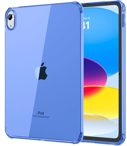 MoKo Klar Hülle für iPad (A16) 11./10. Generation (2025/2022), Ultramarin | Anti-Vergilbung Transparent Stoßfest Dünn Tablet Rückendeckel Rückseite und Soft TPU Stoßfänger Kratzfest Klare Schutzhülle