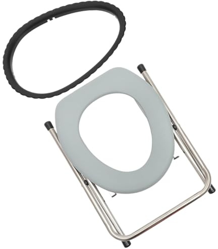UKCOCO Tabouret de Toilette Pliable la Turque en Acier Inoxydable Gris Siège Intégré, Antidérapant, Léger et Portable, 2 Pièces, Adapté aux Personnes Âgées, Femmes Enceintes et Usage