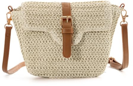 Freiesoldaten Straw Crossbody Bags for Women Stylish Summer Beach Woven Shoulder Bag for Travel Vacation