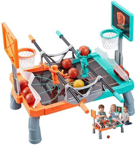 Tisch-Basketball-Schießspiel – Duell- und Punktespaß für 2 Spieler interaktiver Familienspielabend mit Minikörben und 10 Bällen