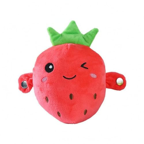 FQRDKT Kinder Interaktive Puppe Plüschtier Stofftier Kuschelpuppe Musikspielzeug mit Weicher Oberfläche Und Sensorischer Berührung für Kinder Zum Spielen Dekoration Geschenk , Erdbeere