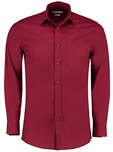Kustom Kit Men's Men's Poplin Shirt (Long Sleeve) Business Shirt, Red (Claret Kk-Cla-H), 42 (Manufacturer Size: 16.5)