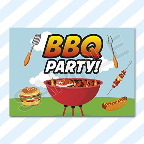 A6 CARDS - Birthday Party Invitations Invites Pack Girls Boys Childrens Kids with Envelopes (BBQ) (Pack of 48)