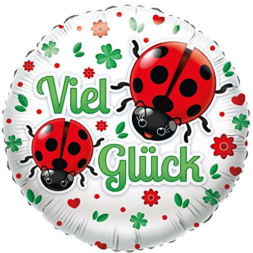 Karaloon F81204P Folienballon Viel Glück Marienkäfer I 45cm I Helium Ballons I Tierisch starke Luftballons mit Marienkäfer für liebevolle Glückwünsche