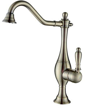 YAWEDA Clásico Sola Manija Arco Alto Para Cocina Grifo Del Fregadero Con Caño Giratorio, C