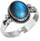 Jeweloporium Grauer Labradorit Silberring Größe 59 (18,8), 925 Sterling Silber Ring für Damen, Echter ovaler Edelstein Boho Schmuck