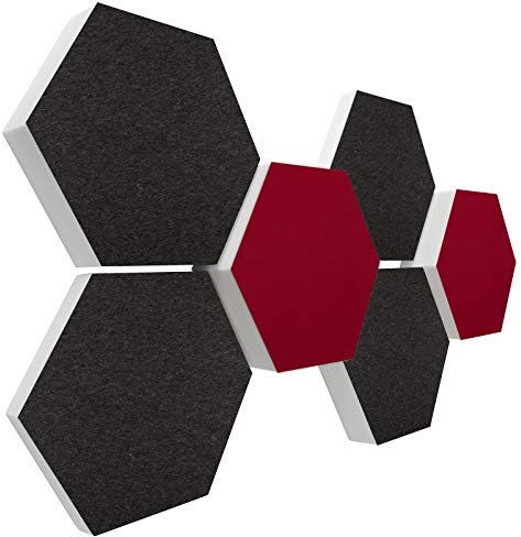 platino24 Schallabsorber COLORE aus Basotec G+ I Akustikpaneele mit Akustikfilz I 3D Wand-Paneele mit 6 Waben in Anthrazit & Bordeaux I Akustikplatten zur Schalldämmung in Büro, Studio & Wohnung