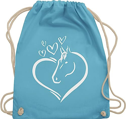 Turnbeutel Rucksack - Pferde - Taschen - Pferdeportrait - Unisize - Hellblau - geschenke stalltasche pferd pferdeliebhaber horses juterucksack pferdebeutel reiten tiermotiv beutel pferderucksäcke