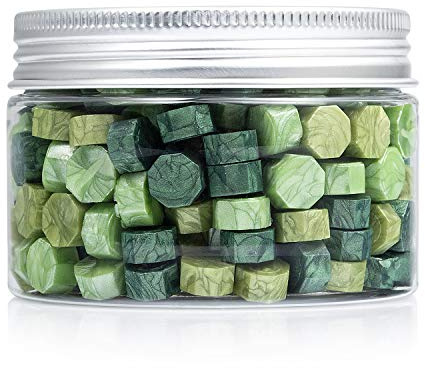 Mceal 200 Pieces Sealing Wax Beads Green Mix Three Colors